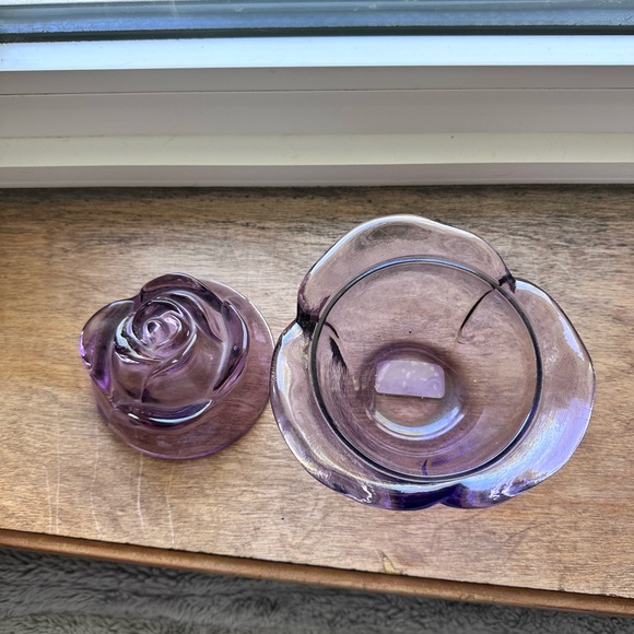 The LE Smith Purple Covered Rose Candy/Nut Bowl - Picture 3 of 4